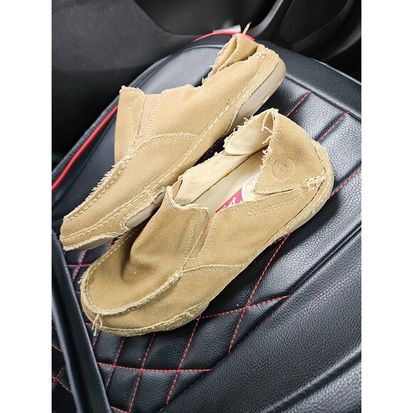 Tony Lama RR3025 Mens9.5D Slip On Moc Toe Casual Shoes Winter Wheat Tan Canvas - Picture 3 of 8